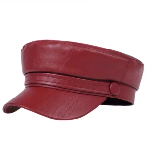 Red Faux Leather Cap
