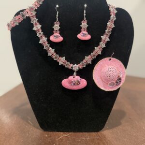 Pink Hat Necklace set 106