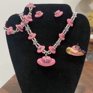 Pink Hat Necklace set 117