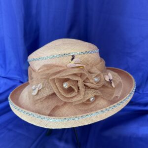 Vintage Pink Woven Floral Hat