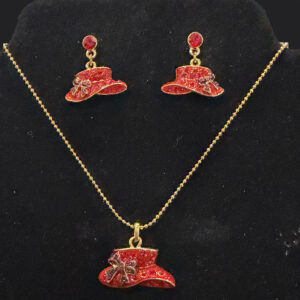 Red Hat Earring & Necklace Set