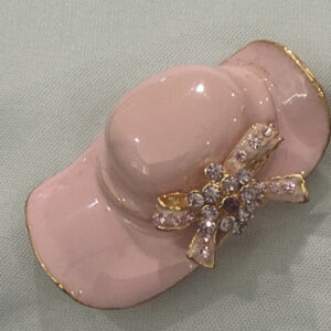 Shiny Pink Hat with bow Broach