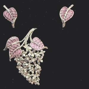 Silver Grapes Broach and Earring set