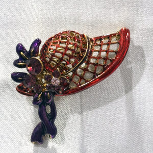 Red Lattice Hat Broach