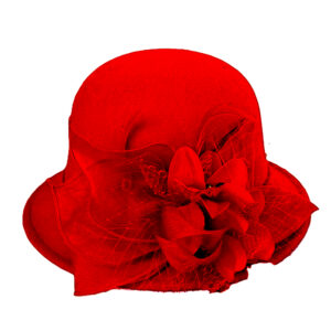 Red Bucket Hat with removable lace