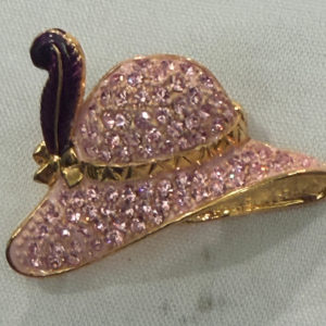 Pink Hat with Purple Feather Broach