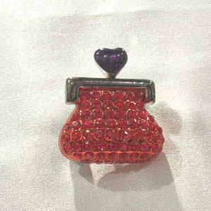 Red Purse Heart Broach