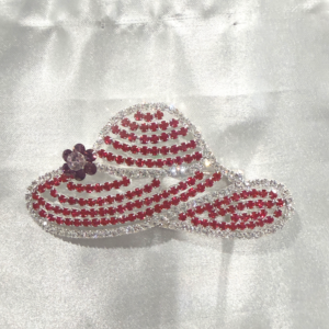 Rhinestone Red & White Hat Broach