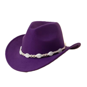 Purple Cowboy Hat with white beads